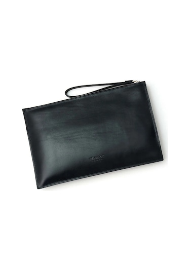 Beverly Hakiki Deri Siyah Kadın Cepli Fermuarlı Rfid Korumalı Portföy Çanta Siyah