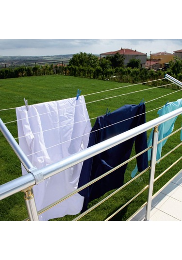 Pakas Balkon Çamaşır Kurutma Askısı Yuvarlak Küpeşte Pks 01 Gümüş