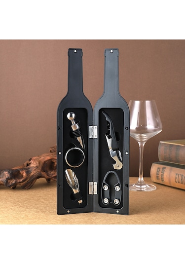Yystore Şarap Tirbuşon 5 Parçalı Set Ts-49582 Yaratıcı Depolama Seti Siyah