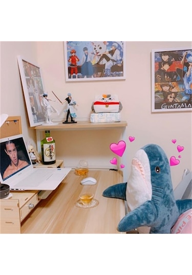 Köpekbalığı Yastık Sevimli Peluş Oyuncak Köpekbalığı Bebek Yatak Yastık Bebek  60 Gri