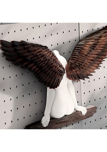 Homyl Reçine Melek Kanatları Sanat Heykeli Duvar Dekoru Dıy 20 Santimetre