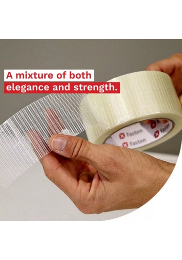 Yifomall Dayanıklı Fiber Bant - Ağır Paketleme İçin Güçlendirilmiş Şeffaf Taşıma Bandı, 50mm X 50m