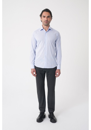 Bisse Açık Mavi Uzun Kol Klasik D Yaka Cepsiz Erkek Gömlek Gmkls250045 D33 Açik Mavi