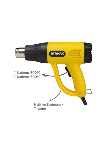 Rtrmax RTM303ASET Sıcak Hava Tabancası 2000W Eldiven + Falçata + Maket Bıçağı 3'lü Set