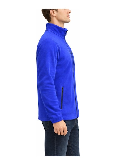 Mekaizen Unisex Polar Ceket Fermuarlı, 3 Cepli Ve Sıcak Tutar Mavi