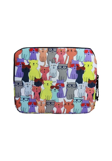 Jacbag Sarı Kedi Kız Çocuk/kadın Üç Cepli Tablet Telefon Not Defteri El Çantası Tablet Kılıfı