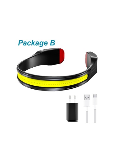 Cob Led Far Tip-c Usb Şarj Edilebilir Far Çok Fonksiyonlu Işık Taşınabilir Kafa El Feneri Lambası Kuyruk Beyaz Ve Kırmızı Işık Paket B Çok Renkli