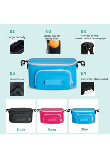 Geekyou Siyah Bebek Arabası Çantası - Su Geçirmez, Hafif, Geniş Kapasiteli Organizer - Arabalar Ve Manzaralar İçin Uygun Aksesuar Siyah