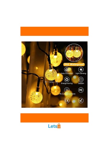 Güneş Enerjili 5 Metre Sarı Opak Led Işık Bahçe Aydınlatma Çok Renkli