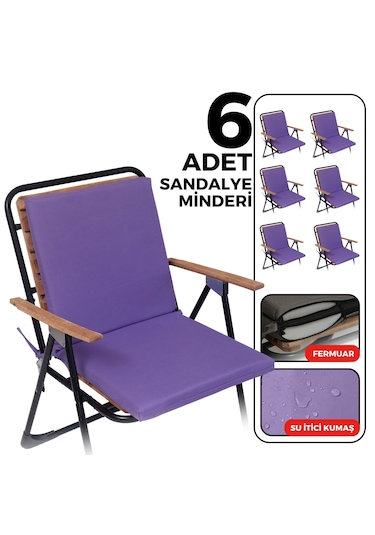Xpermate 6'lı Arkalıklı Sandalye Minderi Fermuarlı 40x40 Mor