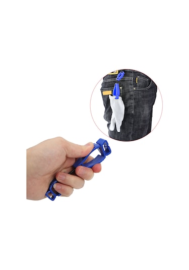 Geeksen Plastik İş Eldiveni Klembi - Ergonomik Tasarım, Kaymazsız, Dayanıklı Malzeme İle Güvenlik Giysileri Ve Araçları Tutucu Mavi, At-1