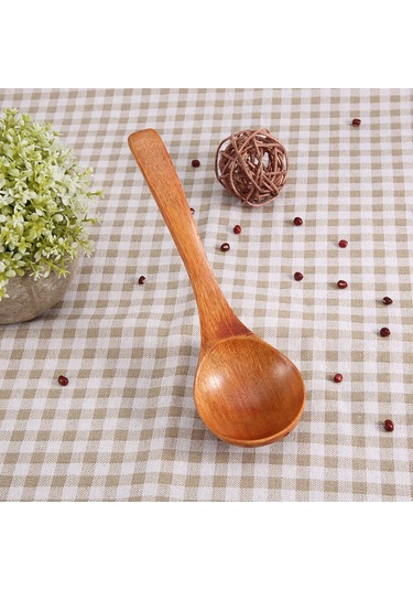Yuntech01 Doğal Ahşap Ocaak Kaşığı - Uzun Saplı, Isı Dayanıklı, Sağlıklı Ve Dayanıklı Kahverengi