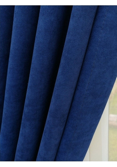 Evdepo Home Parlament Petek Fon Perde Tek Kanat Lacivert