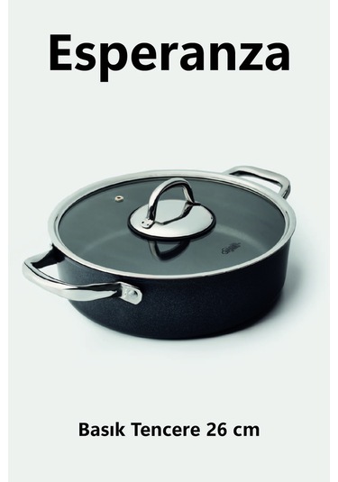 Esperanza 26cm Basık Tencere Siyah Siyah