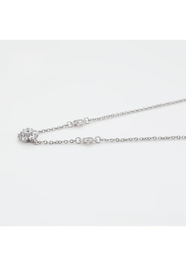 Zirkon Taşlı Kar Tanesi Motifli Platin Kaplama Kadın Kolye Silver