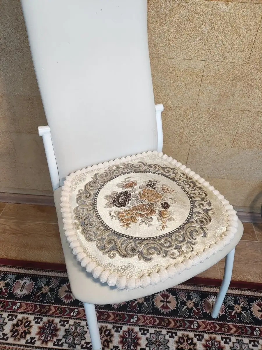 Burush Sandalye Yastığı 40x40 Cm, Bağcıklı 160939743 Bej