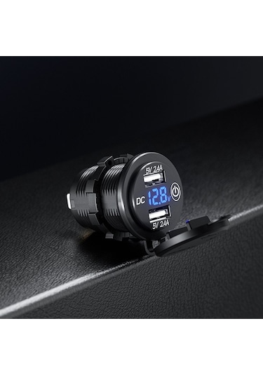 12v 24v Çift Usb Led Araç Şarj Adaptörü W/dokunmatik Açık Kapalı Anahtarı Güç Kablosu