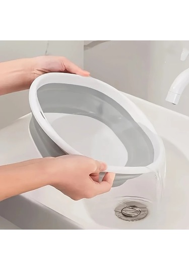 Xuweiwei 3 Adet Katlanır Gri Lavabo Seti Seyahat Leğeni Yurt Ev Çamaşır İçin Gri