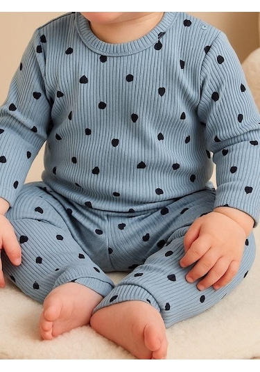 Zekids Kız Bebek Pamuklu Alt Üst Eşofman Takımı-16294 Mavi