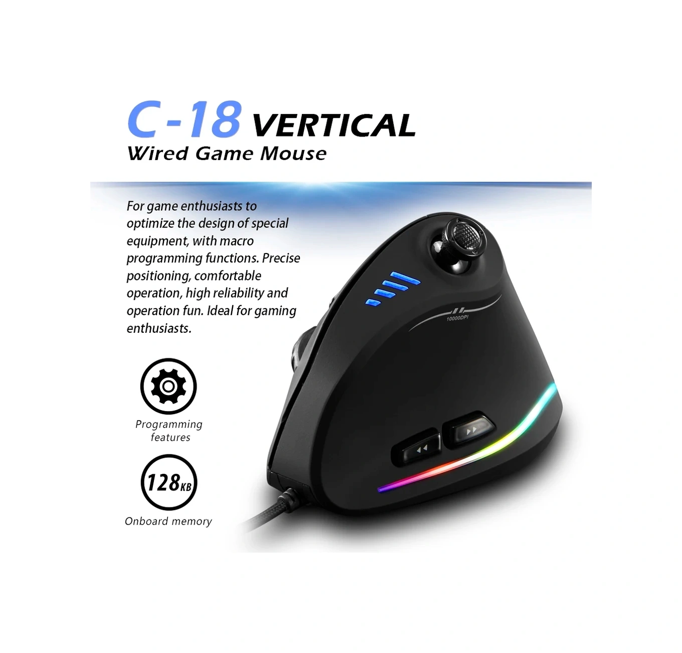 Sones Zelotes C18 11 Tuşlu Rgb Dikey Tutuşlu Ergonomik Joystick Programlama Oyun Kablolu Fare Diğer