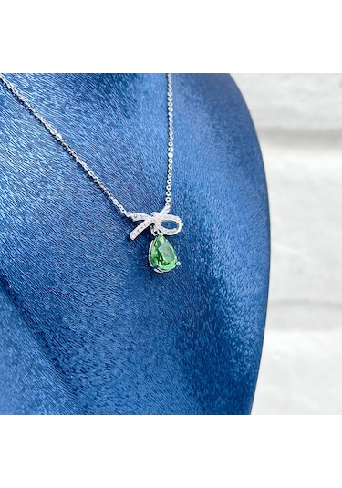 Damla Zümrüt Papyon Gümüş Kolye Gümüş