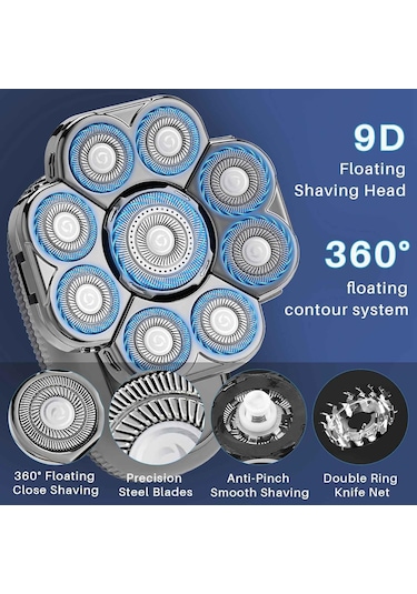 Wjiang 9d Kel Erkekler İçin - 6'sı 1 Arada Elektrikli Kafa Tıraş