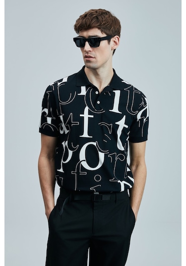 Lufian Erkek Dıamond Smart Polo T-shirt 111040219 Siyah Siyah