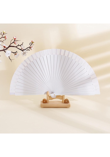 Moveevo Ahşap Katlanabilir El Ventiği, Dans Gösterileri Ve Özel Etkinlikler İçin Zeki Ve Şık Tasarım, 23cm Doğal Renk