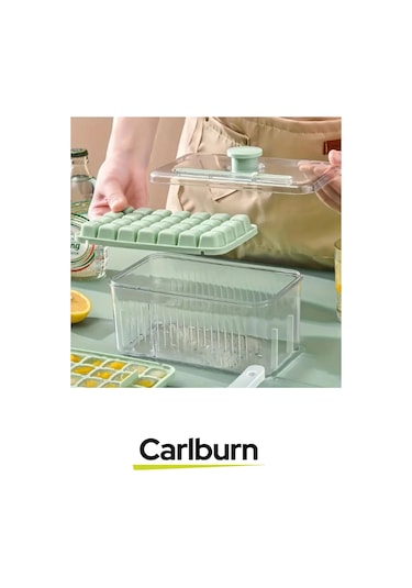 Yeni Nesil Dayanıklı Bpa İçermeyen Düğmeli Basmalı Çift 56'lı Buz Küpü Kalıbı Saklama Kutulu Çok Renkli