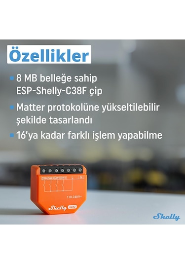 Shelly İ4 Gen3 Akıllı 4 Kanallı Sahne Kontrol Rölesi