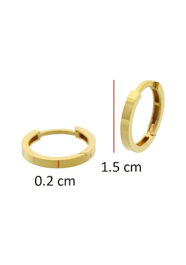 22 Ayar Altın Minimal Halka Küpe Sarı Altın 60629371