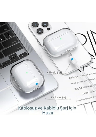 Airpods Pro 3 2025 Uyumlu Mat Silikon Kılıf 1 Kalite +kanca Şeffaf