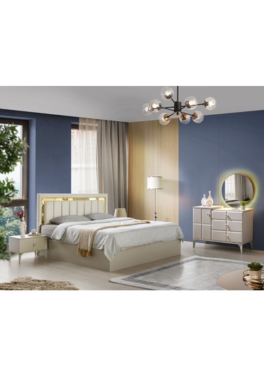 Paris Şifonyer-makyaj Masası-ışıklı Aynalı-mdf-kum Beji Kumbeji