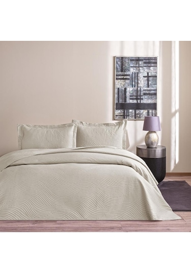 Taç Harlow Yatak Örtüsü Gri Çift Kişilik Gri