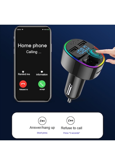 Shineyee Renkli Led Işıklı Çift Usb Araç Şarj Cihazı Ve Bluetooth Fm Vericili Mp3 Çalar İle Akıllı Araç Eğlencesi