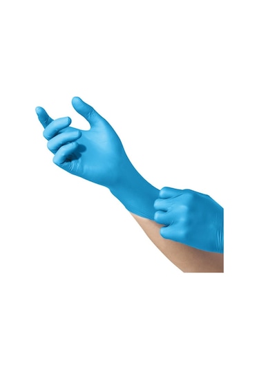 Dolphin Tek Kullanımlık Lateks Mavi Pudrasız Nitril Muayne Eldiveni Large Büyük Boy 100'lü 20 Paket