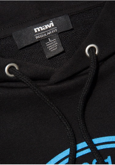 Mavi - Mavi Logo Baskılı Kapüşonlu Siyah Sweatshirt 0611721-900 Siyah