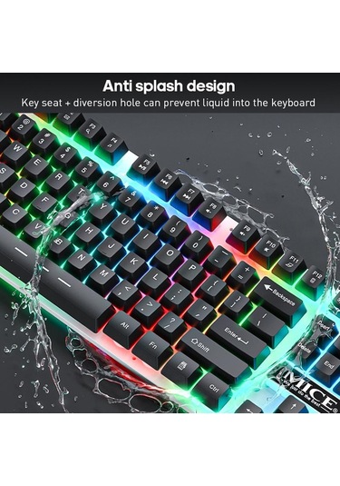 İmıce An-350 Asılı Tuşlular Mekanik Hisli Parlayan Kablosuz Oyun Klavye Ve Fare Seti Kırmızı Optik