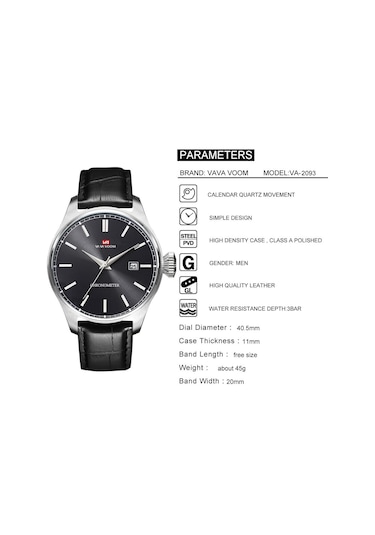 Va Va Voom VA2093 Erkek Saati Kahverengi Kordonlu