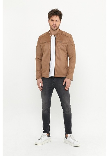 Erkek Vizyon Dar Kesim Süet Ceket Mont-Vizon