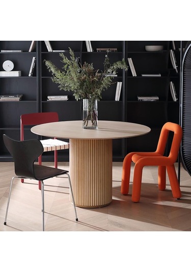 Breeze Yuvarlak Ahşap Bohem Masa 130x130 Naturel