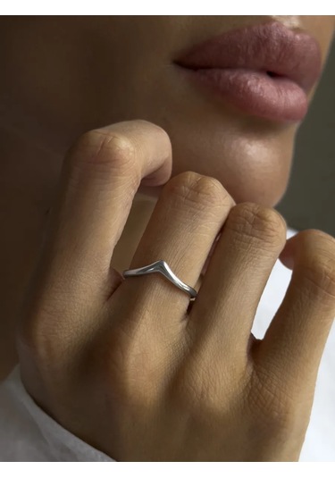 Sılverme 925 Ayar Gümüş İnce Yüzük, Serçe Parmağı İçin Gümüş 94660023 Gri