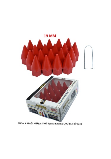 Bijon Kapağı Sivri 19 Mm Kırmızı 20 Li Set