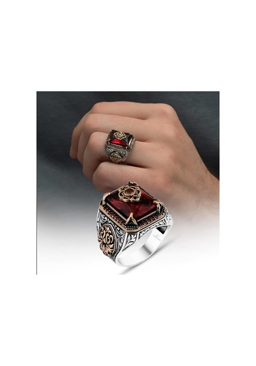 Kırmızı Zirkon Taşlı 925 Gümüş Yüzük