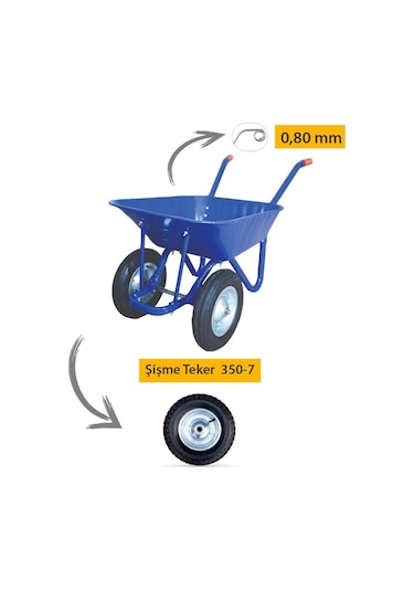 Kanat Iki Tekerlek Demonte El Arabası 0.80 Mm Sac