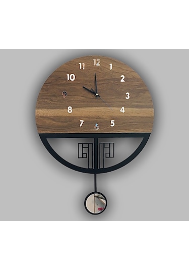 STE Design Sessiz Sarkaçlı Ahşap Duvar Saati Ahşap - Metal