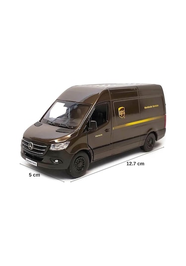 Kinsmart Mercedes Benz Sprinter Ups Kargo Aracı Metal Model Araba Çek Bırak 12 Cm