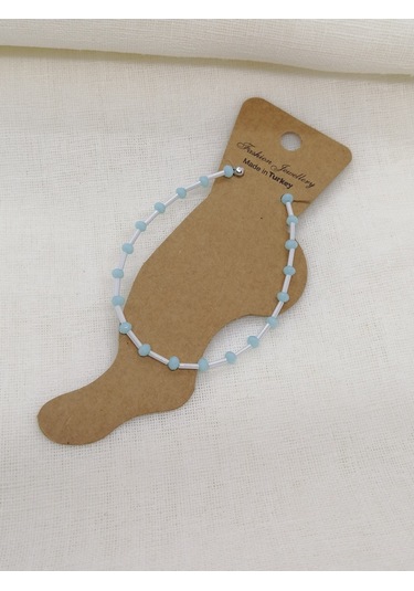 Glamglamour Mavi Beyaz Boncuk Kadın Halhal