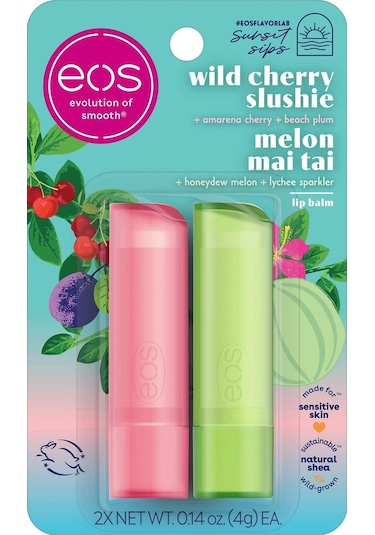 Eos Melon Mai Tai + Wild Cherry Slushie Lip Balm 2 x 4 G