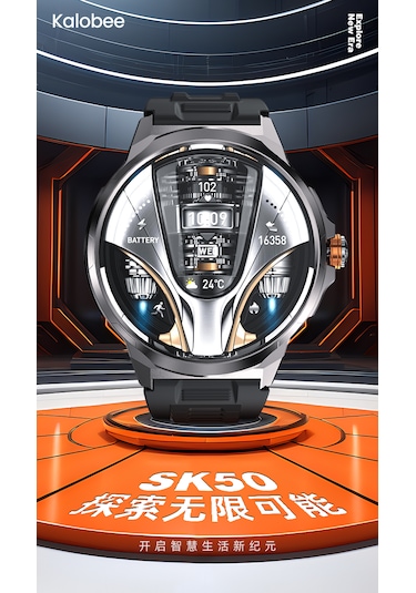 Kalobee SK50 1.85" Amoled 52 MM Silikon + Metal Çift Kordonlu Akıllı Saat (İthalatçı Garantili)